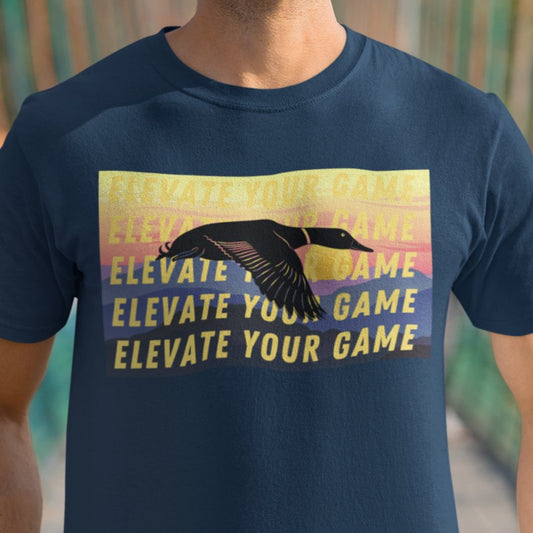 Elevate Your Game Duck Flying Men's Tee - Inspirational Outdoor Shirt - Eddy and Rita