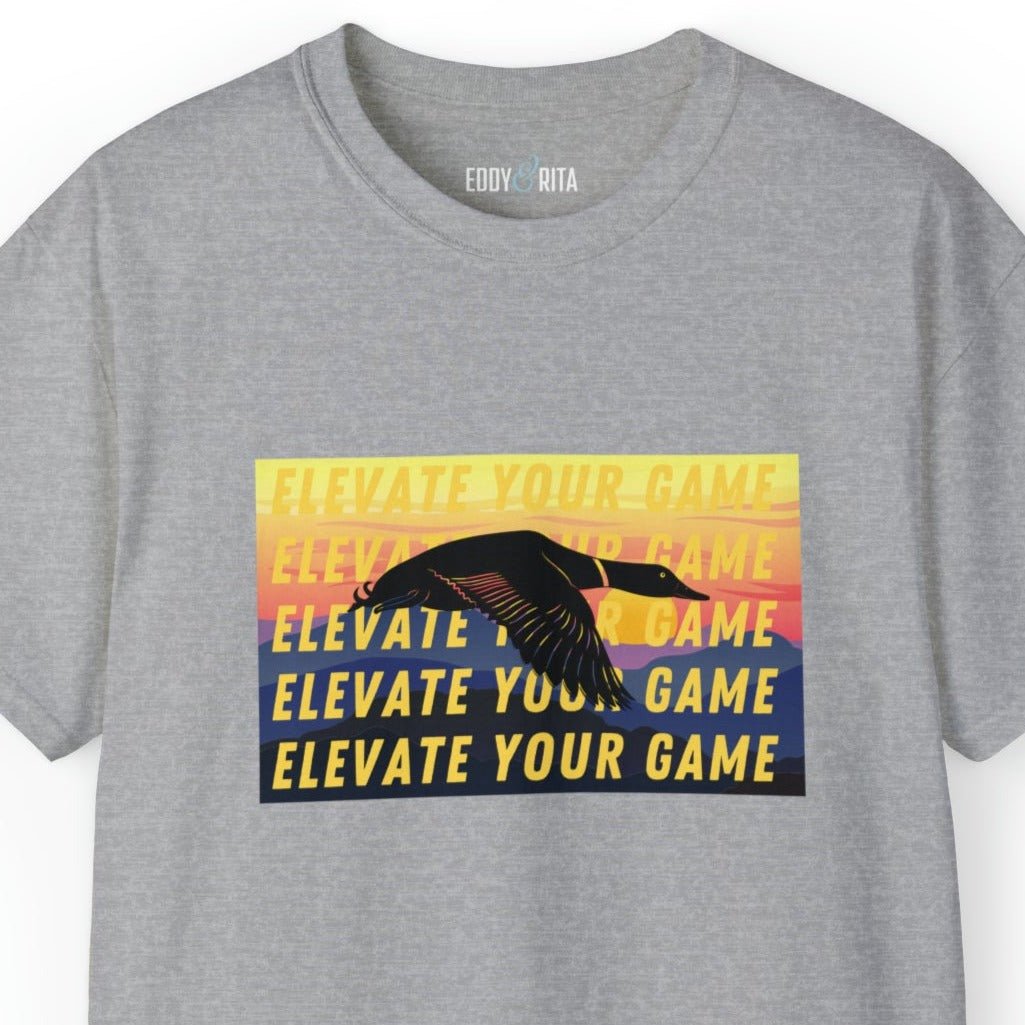 Elevate Your Game Duck Flying Men's Tee - Inspirational Outdoor Shirt - Eddy and Rita