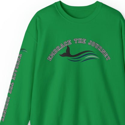 Embrace the Journey Men's Sweatshirt: Inspiring Whale & Sleeve Detail - Eddy and Rita