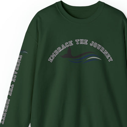 Embrace the Journey Men's Sweatshirt: Inspiring Whale & Sleeve Detail - Eddy and Rita