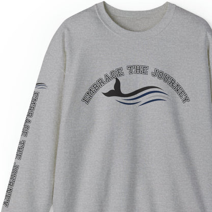 Embrace the Journey Men's Sweatshirt: Inspiring Whale & Sleeve Detail - Eddy and Rita