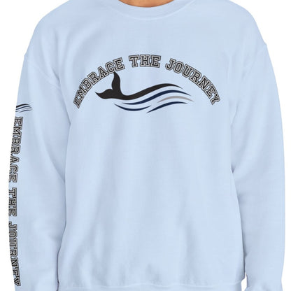 Embrace the Journey Men's Sweatshirt: Inspiring Whale & Sleeve Detail - Eddy and Rita