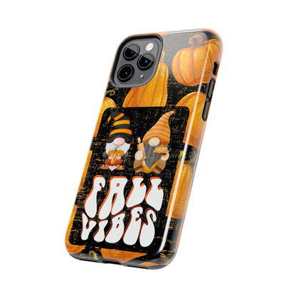 Fall Vibes Gnomes iPhone Case: Cozy Autumn Duo on Pumpkin Background - Eddy and Rita