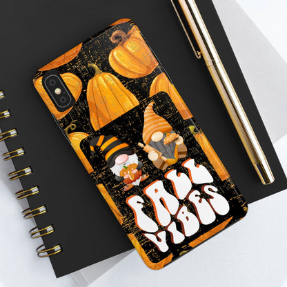 Fall Vibes Gnomes iPhone Case: Cozy Autumn Duo on Pumpkin Background - Eddy and Rita