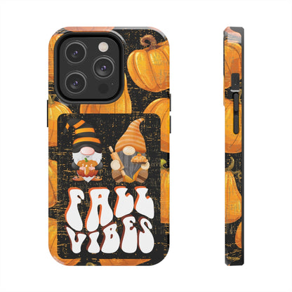 Fall Vibes Gnomes iPhone Case: Cozy Autumn Duo on Pumpkin Background - Eddy and Rita