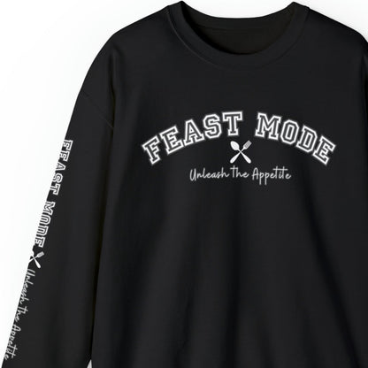 Feast Mode Unleash the Appetite Men's Sweatshirt: Utensil Sleeve Detail & Foodie Fashion - Eddy and Rita