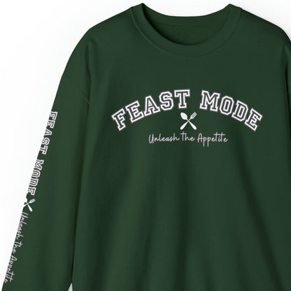 Feast Mode Unleash the Appetite Men's Sweatshirt: Utensil Sleeve Detail & Foodie Fashion - Eddy and Rita