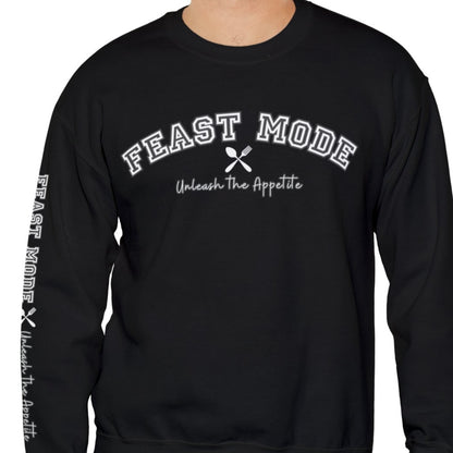 Feast Mode Unleash the Appetite Men's Sweatshirt: Utensil Sleeve Detail & Foodie Fashion - Eddy and Rita