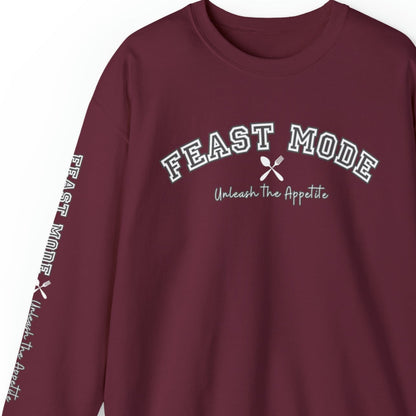 Feast Mode Unleash the Appetite Men's Sweatshirt: Utensil Sleeve Detail & Foodie Fashion - Eddy and Rita