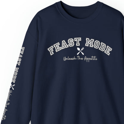 Feast Mode Unleash the Appetite Men's Sweatshirt: Utensil Sleeve Detail & Foodie Fashion - Eddy and Rita