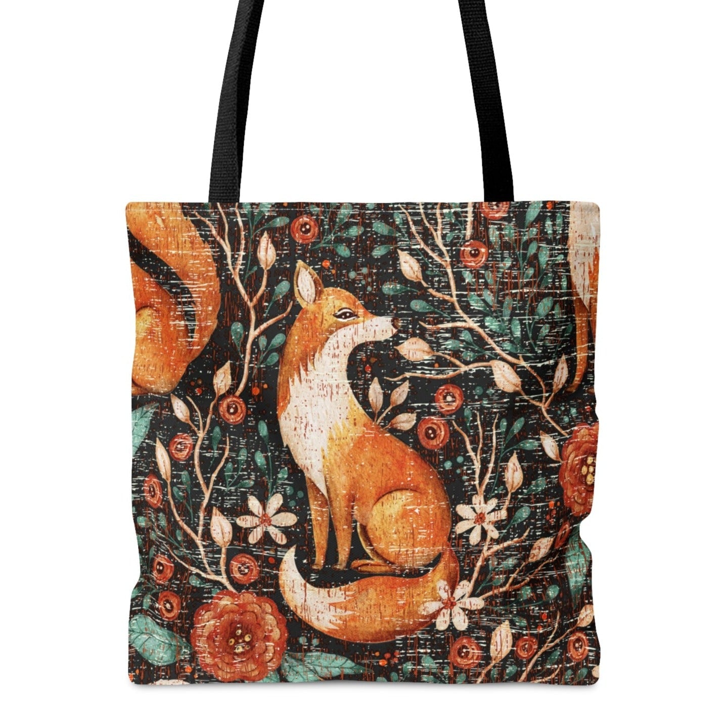 Fox-Inspired Fall Floral Large Tote Bag: Chic Fashion Accessory with Nature-Inspired Design - Eddy and Rita