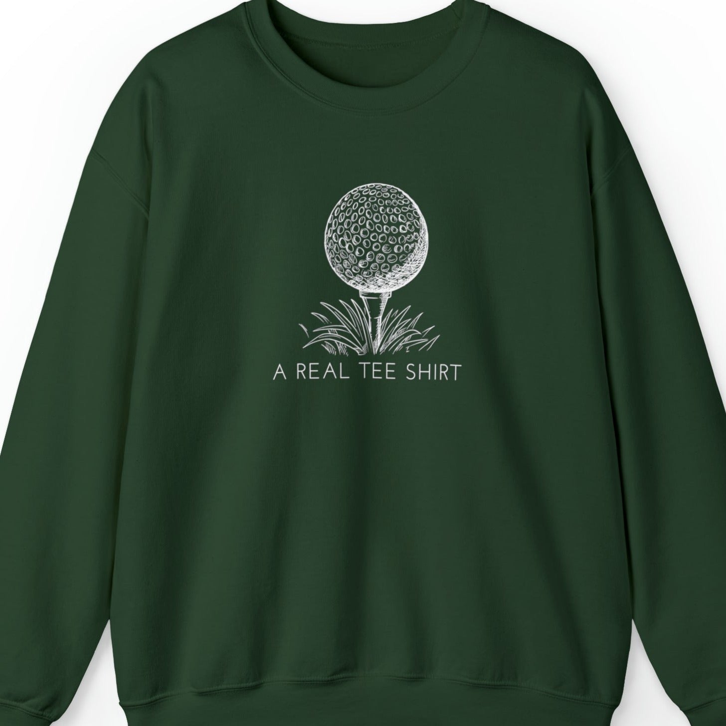 Golf Enthusiast Men's Sweatshirt: 'A Real Tee Shirt' with Golf Ball Design - Eddy and Rita