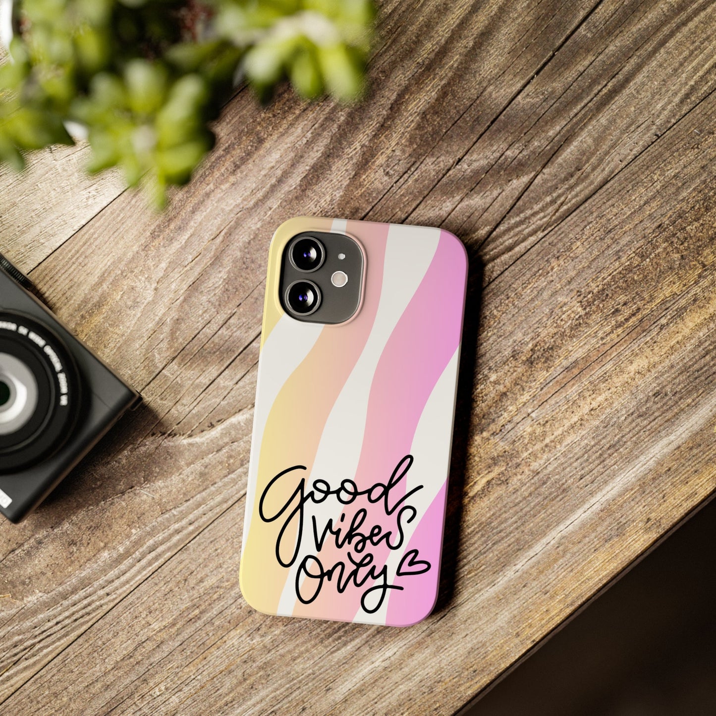 Good Vibes Only Pink Zebra iPhone Case - Stylish and Positive Protective Cover - Eddy and Rita