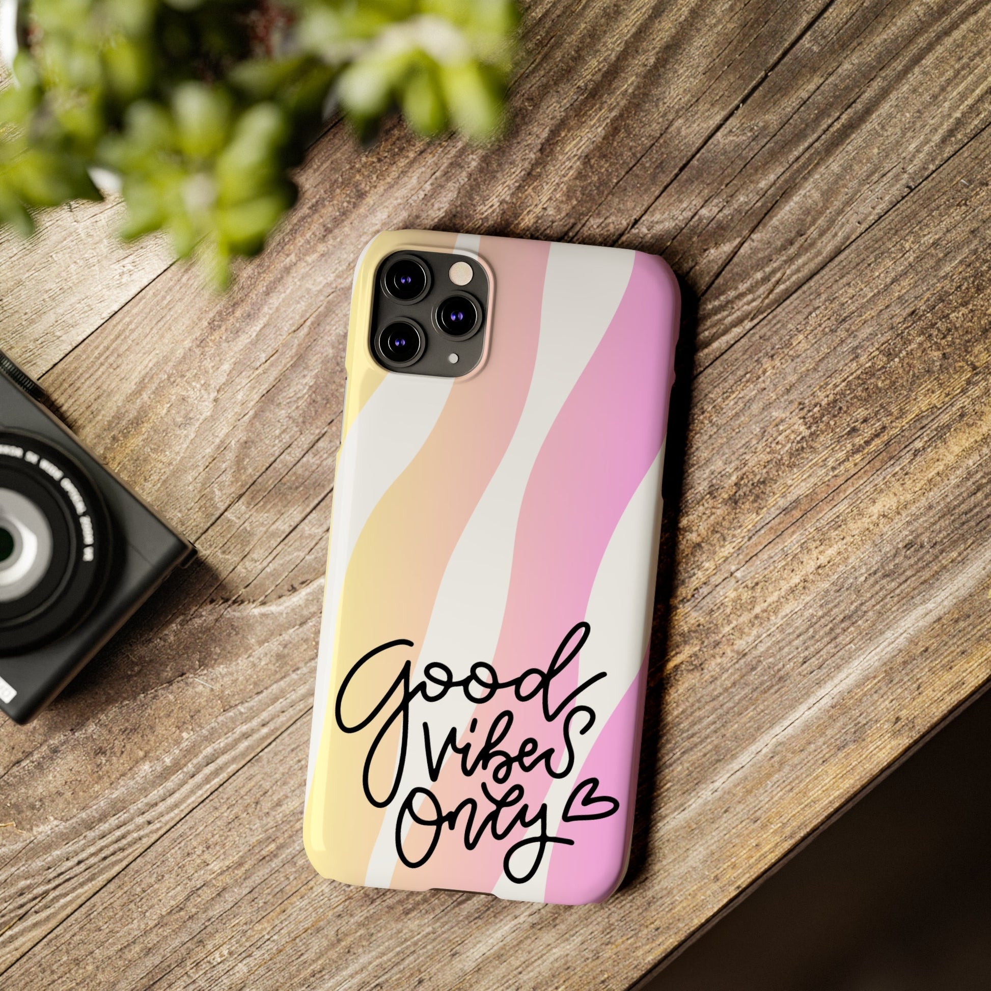 Good Vibes Only Pink Zebra iPhone Case - Stylish and Positive Protective Cover - Eddy and Rita