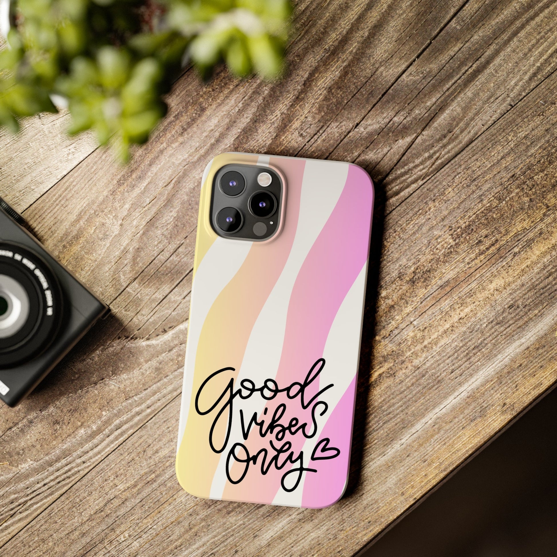 Good Vibes Only Pink Zebra iPhone Case - Stylish and Positive Protective Cover - Eddy and Rita