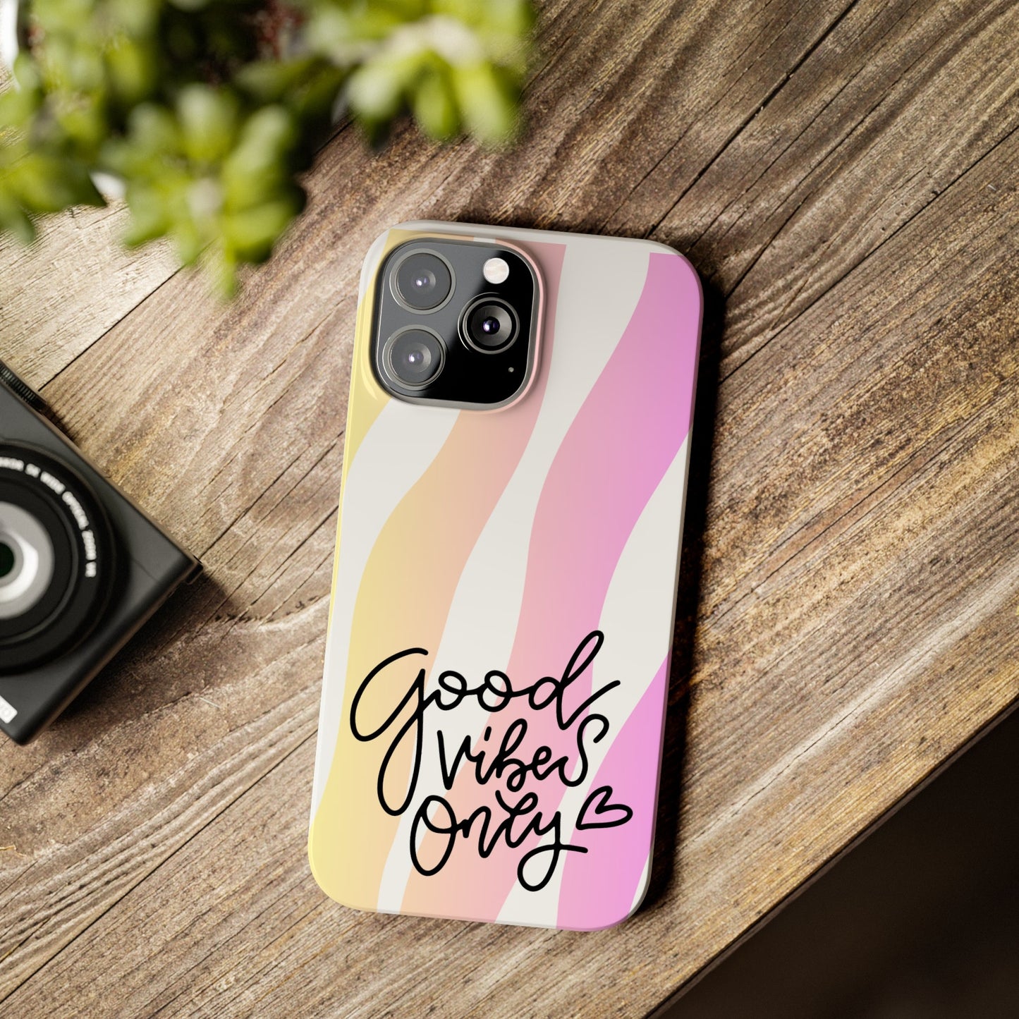 Good Vibes Only Pink Zebra iPhone Case - Stylish and Positive Protective Cover - Eddy and Rita