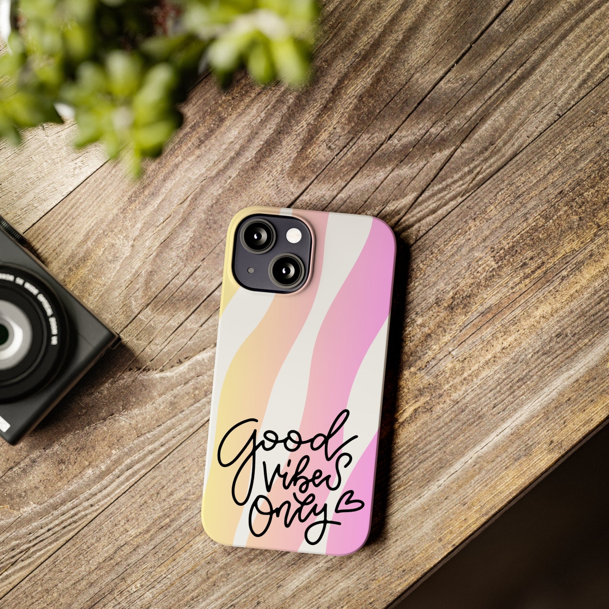 Good Vibes Only Pink Zebra iPhone Case - Stylish and Positive Protective Cover - Eddy and Rita