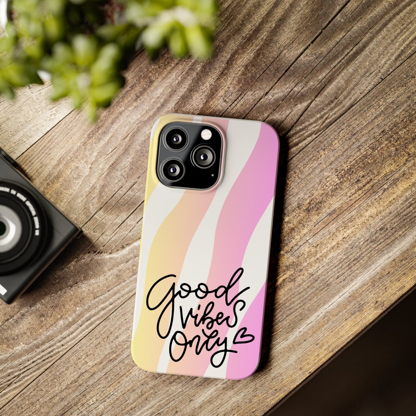 Good Vibes Only Pink Zebra iPhone Case - Stylish and Positive Protective Cover - Eddy and Rita