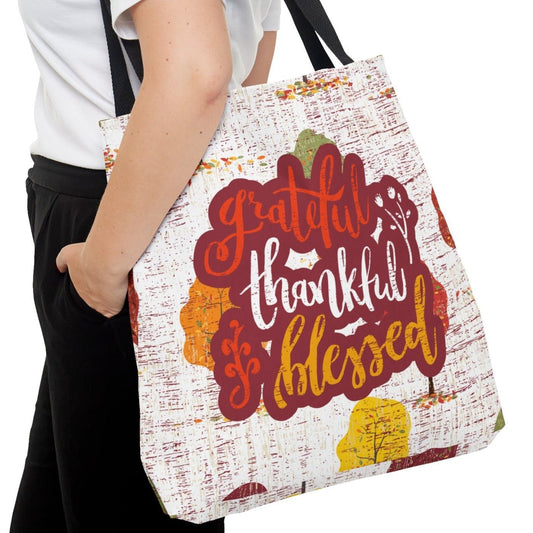 Grateful, Thankful, Blessed Large Tote Bag - Inspirational Chic Accessory - Eddy and Rita