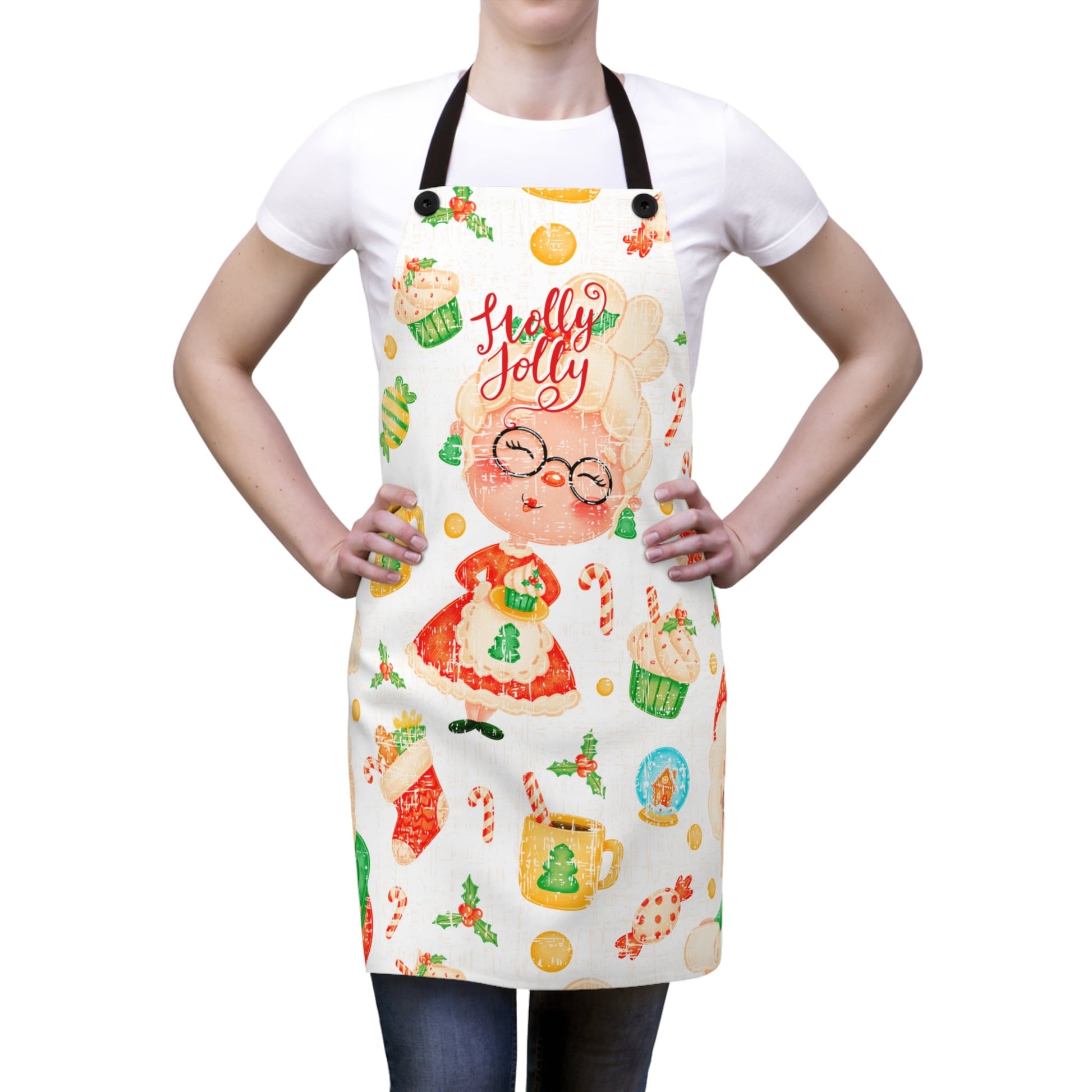 Holly Jolly Mrs. Claus Christmas Apron - Eddy and Rita