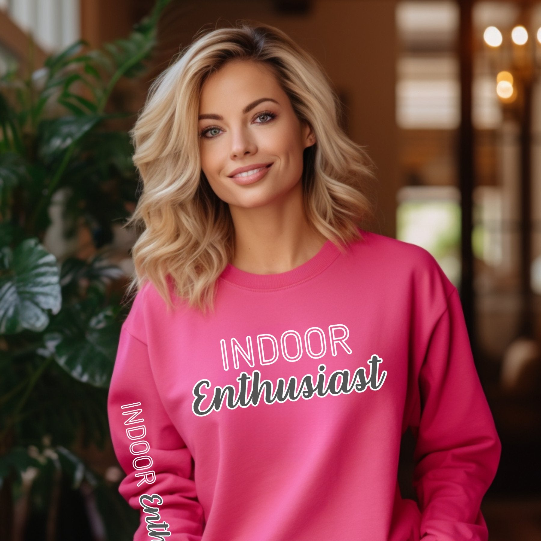 Indoor Enthusiast Women's Sweatshirt: Cozy Arm Detail for Home Comfort - Eddy and Rita