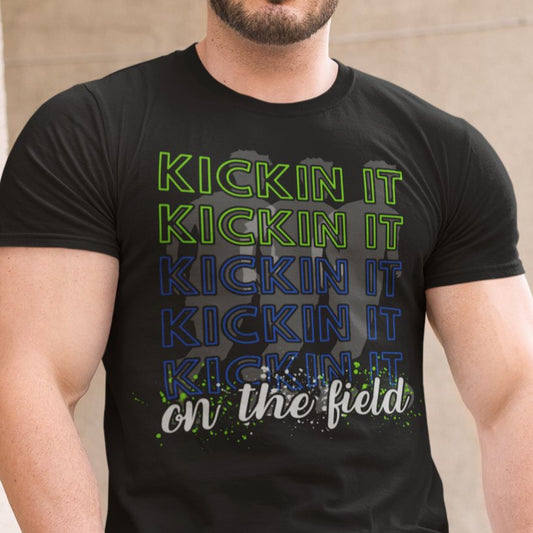 Kickin' It on the Field Soccer Player Men's Tee - Sports-Inspired Graphic Shirt - Eddy and Rita