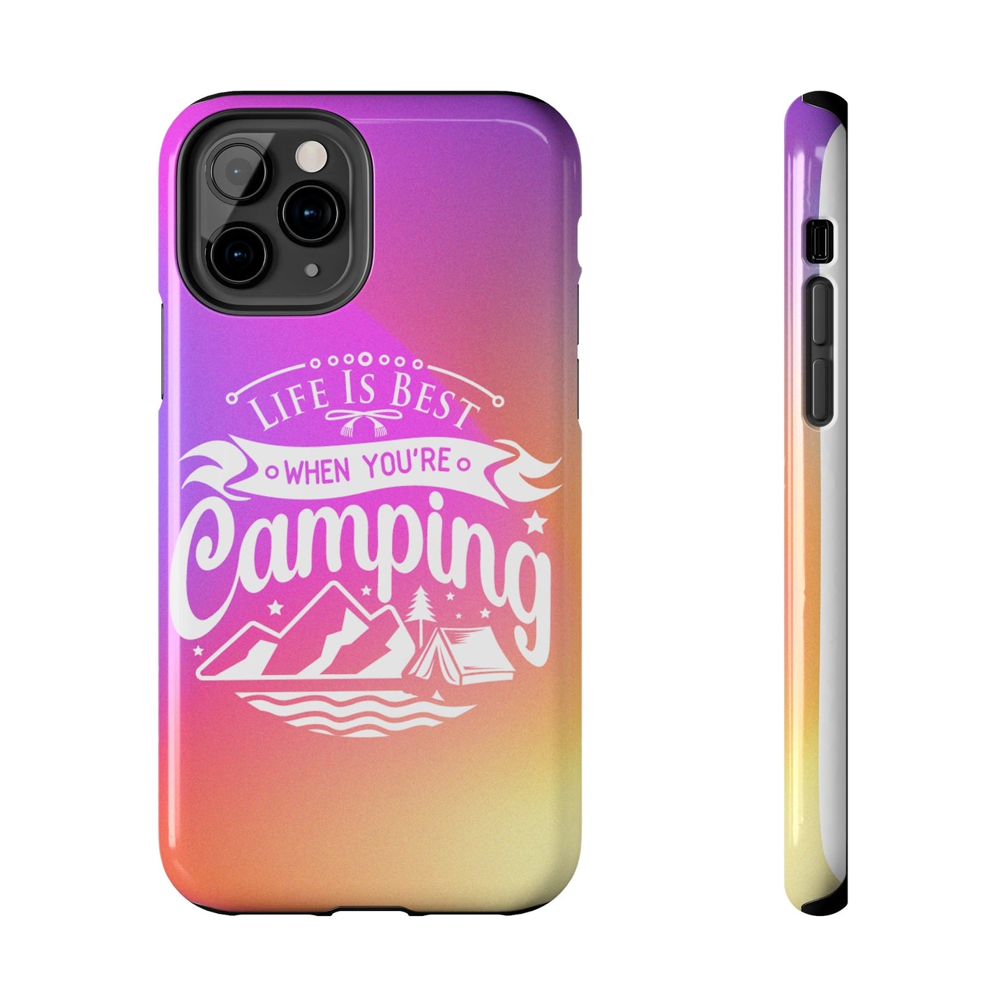 Life is Best When You're Camping Phone Cover: Pink & Orange Ombre Adventure - Eddy and Rita