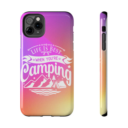 Life is Best When You're Camping Phone Cover: Pink & Orange Ombre Adventure - Eddy and Rita