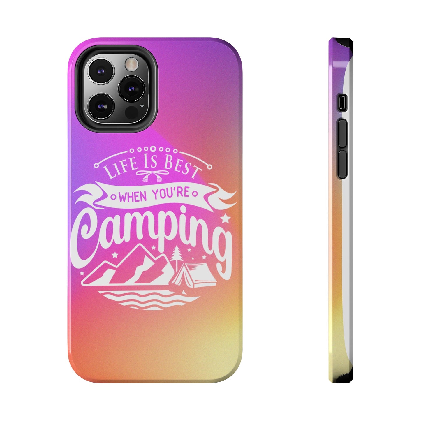 Life is Best When You're Camping Phone Cover: Pink & Orange Ombre Adventure - Eddy and Rita