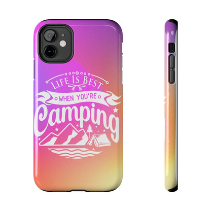 Life is Best When You're Camping Phone Cover: Pink & Orange Ombre Adventure - Eddy and Rita