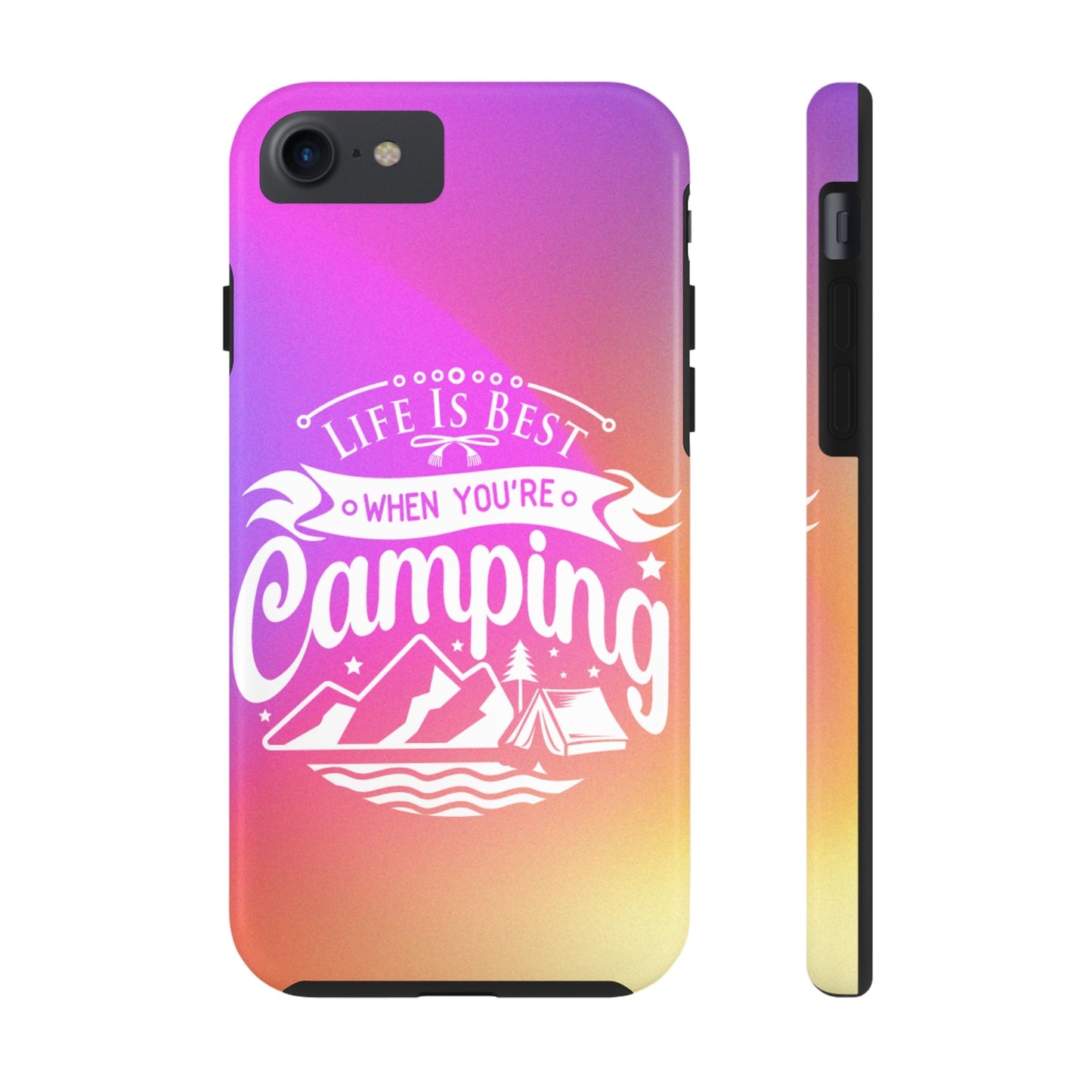 Life is Best When You're Camping Phone Cover: Pink & Orange Ombre Adventure - Eddy and Rita