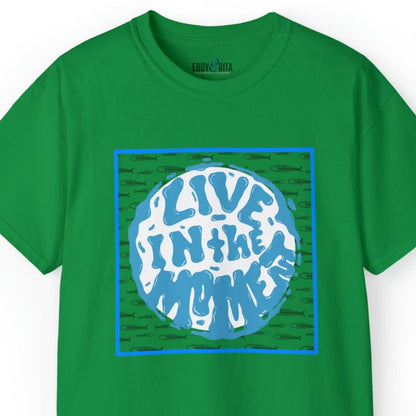 Live in the Moment Fish Background Men's Tee - Inspirational and Serene Shirt - Eddy and Rita