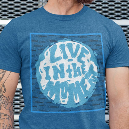 Live in the Moment Fish Background Men's Tee - Inspirational and Serene Shirt - Eddy and Rita