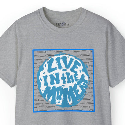 Live in the Moment Fish Background Men's Tee - Inspirational and Serene Shirt - Eddy and Rita