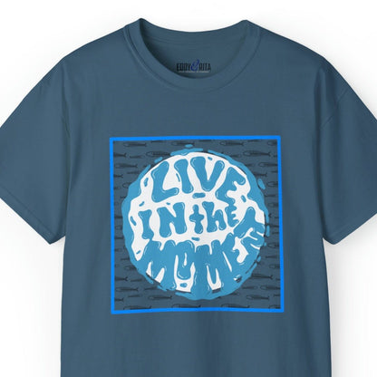 Live in the Moment Fish Background Men's Tee - Inspirational and Serene Shirt - Eddy and Rita