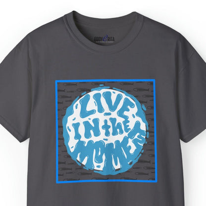 Live in the Moment Fish Background Men's Tee - Inspirational and Serene Shirt - Eddy and Rita