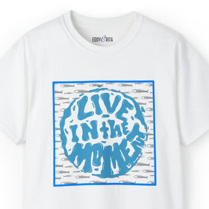 Live in the Moment Fish Background Men's Tee - Inspirational and Serene Shirt - Eddy and Rita