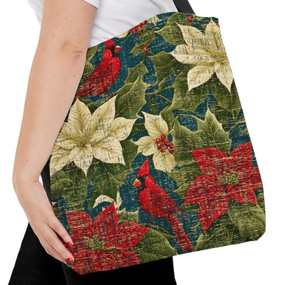 Medium Tote Bag with Cardinals on Elegant Floral Print - Eddy and Rita