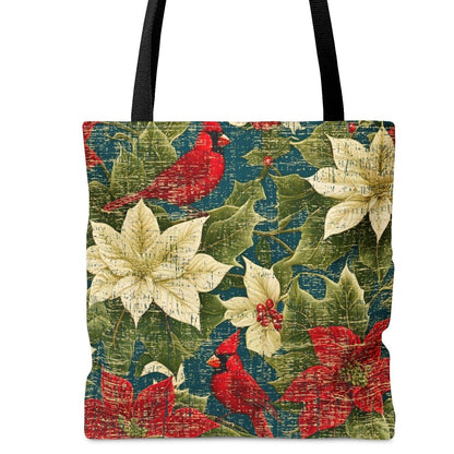 Medium Tote Bag with Cardinals on Elegant Floral Print - Eddy and Rita