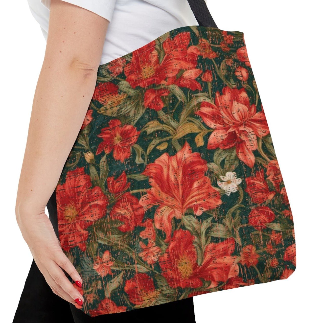 Medium Tote Bag with Christmas Botanical Pattern - Eddy and Rita