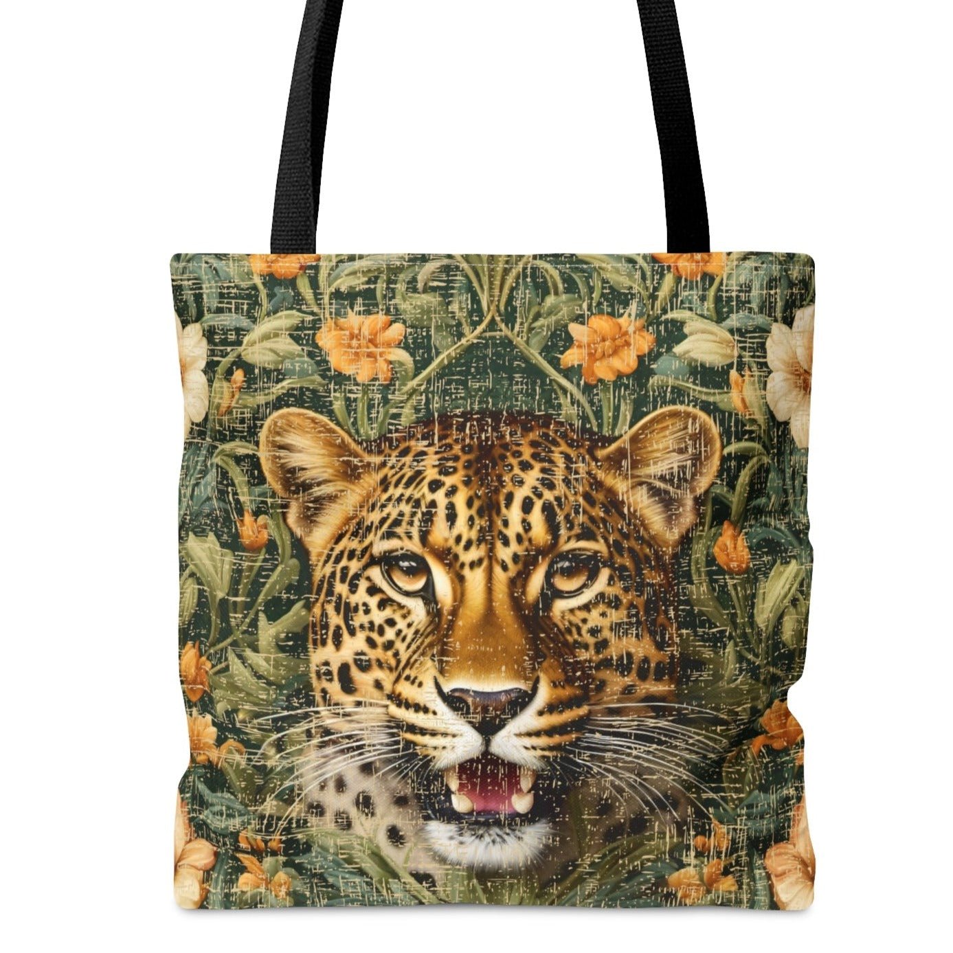 Medium Tote Bag with Detailed Leopard on Floral Print - Eddy and Rita