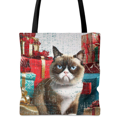 Medium Tote Bag with Grumpy Cat and Christmas Gifts - Eddy and Rita