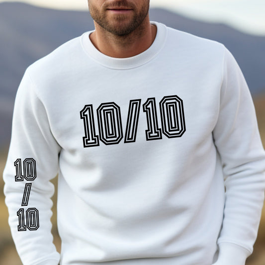 Men's '10/10' Excellence Sweatshirt (Black) with Stylish Sleeve Detail - Eddy and Rita