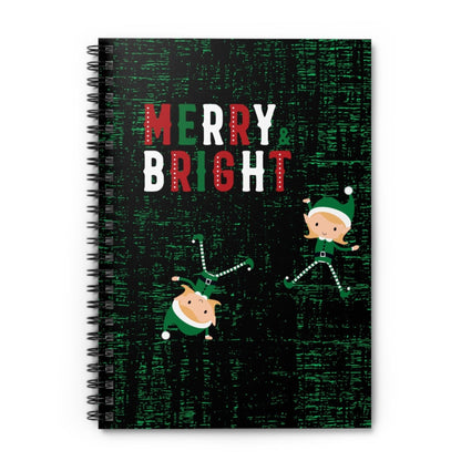 Merry and Bright Elves Spiral Notebook - Ruled Line: Festive Holiday Design - Eddy and Rita