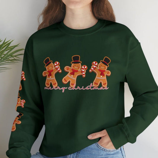 Merry Christmas with Gingerbread Men Women's Sweatshirt - Festive Holiday Fashion with Gingerbread Detail - Eddy and Rita