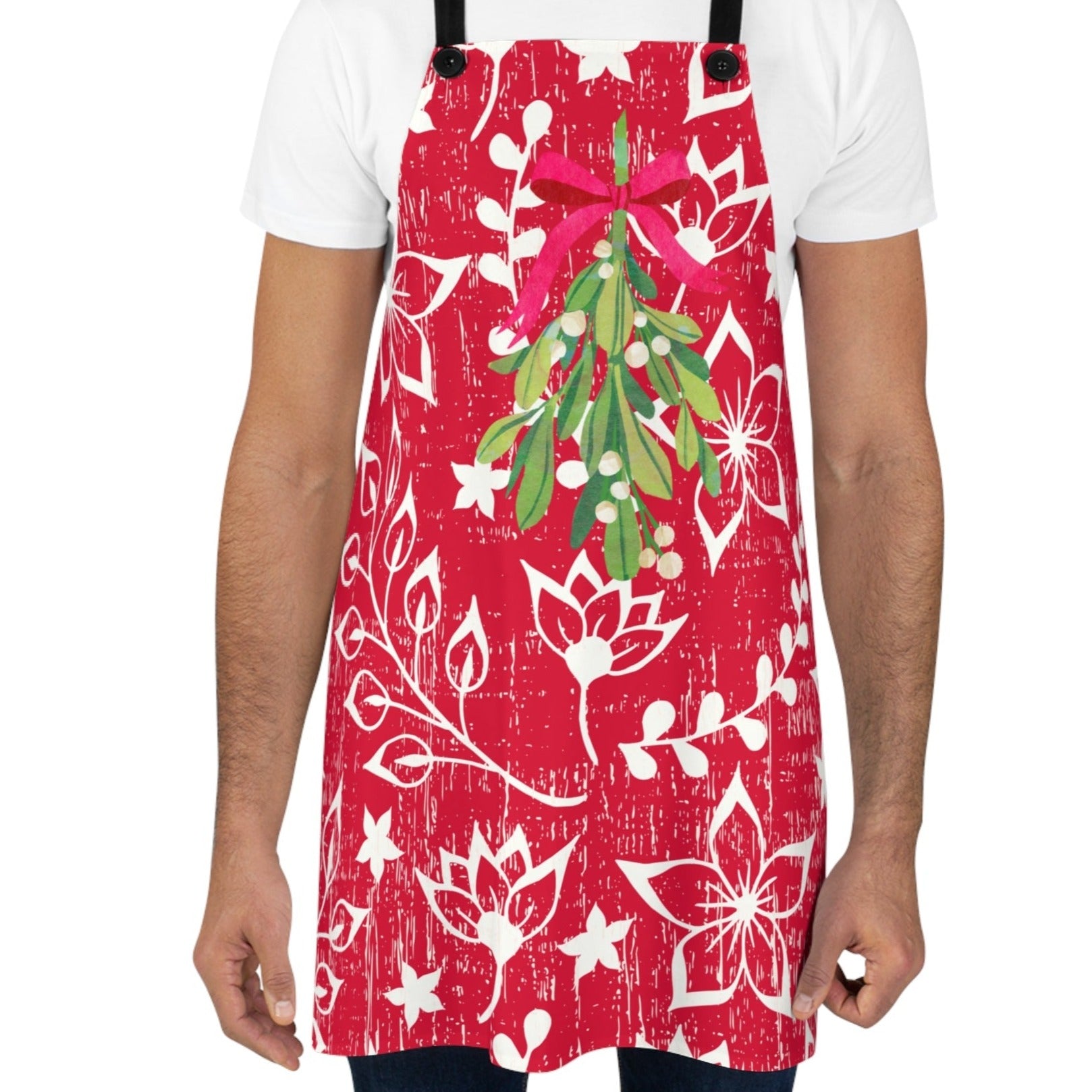 Mistletoe Magic Red and White Christmas Apron - Eddy and Rita