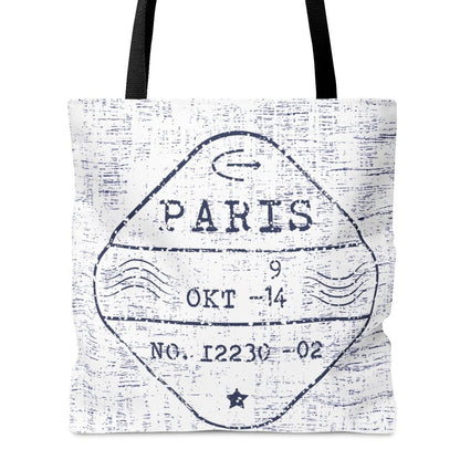 Paris Passport Stamp Large Tote Bag - Elegantly Designed French Travel Souvenir - Eddy and Rita