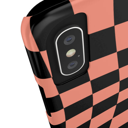 Pink and Black Checked Background with Happy Daisy iPhone Slim Phone Case - Eddy and Rita