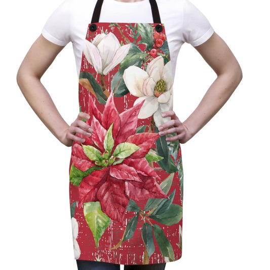 Poinsettia Delight Christmas Apron - Eddy and Rita