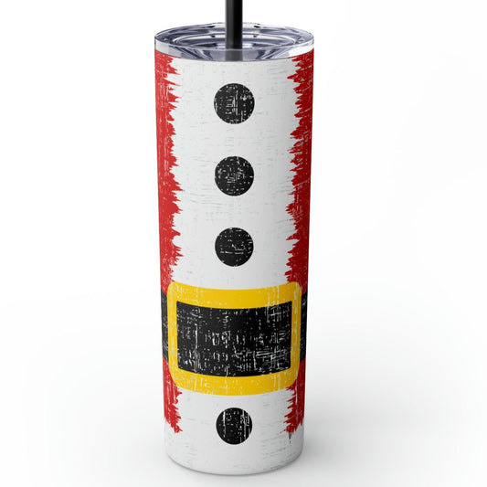 Santa's Coat and Belt 20oz Skinny Tumbler with Straw: Festive Sipper - Eddy and Rita